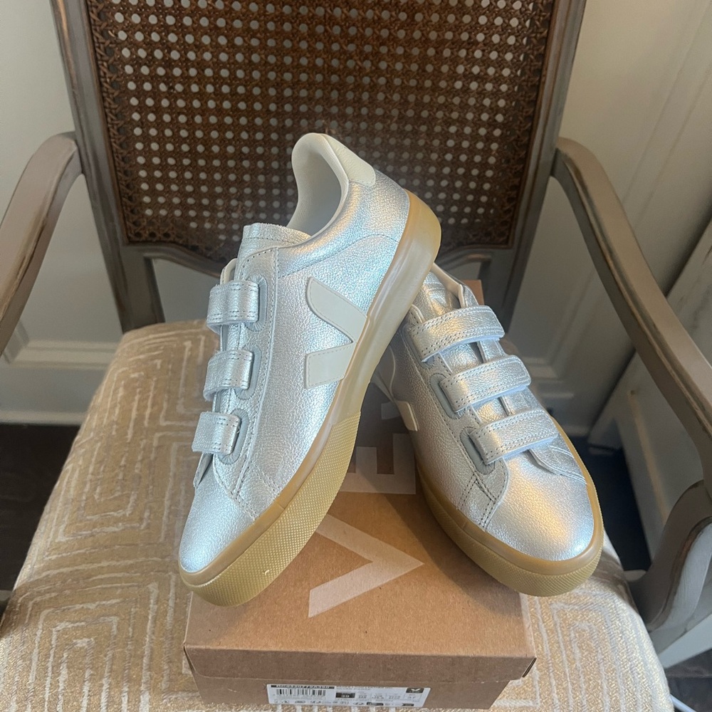 Veja Silver Pierre Leather Sneakers